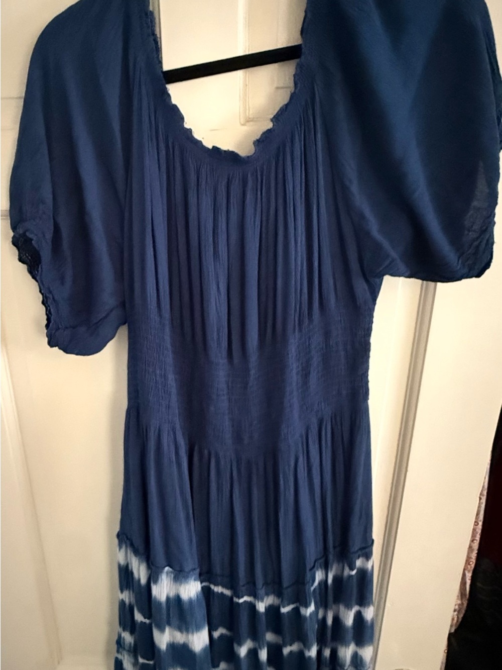 Seven7 Indigo Blue Tie-Dye Maxi Tunic Dress